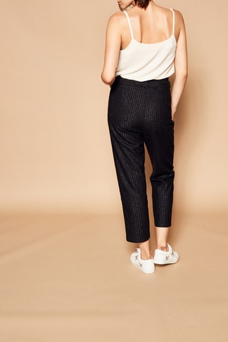Pantalon carotte 7/8 en laine - Gris foncé