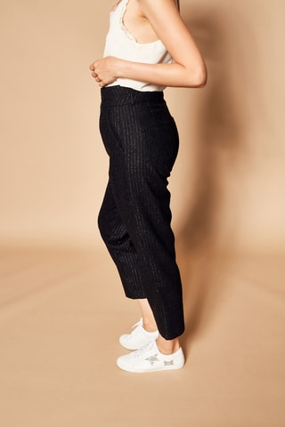 Pantalon carotte 7/8 en laine - Gris foncé