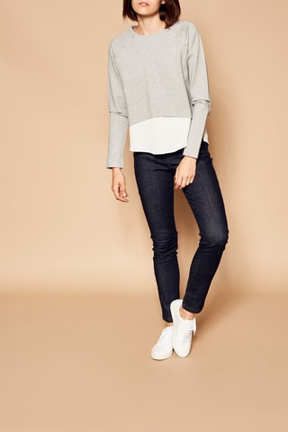 Asymmetrische Sweater Gemêleerd Lichtgrijs en Wit