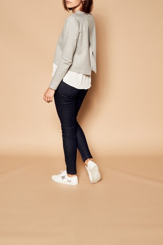 Asymmetrische Sweater Gemêleerd Lichtgrijs en Wit