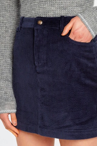 Ribfluwen Minirok Hoge Taille - Marineblauw
