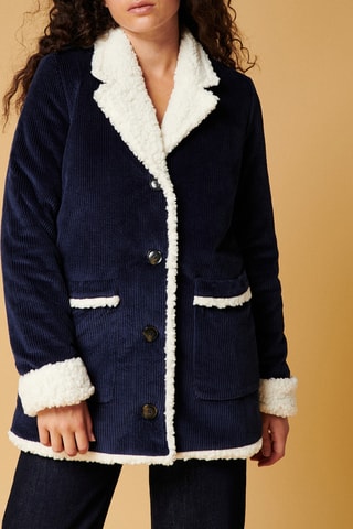 Ribfluwelen Jas  Marineblauw