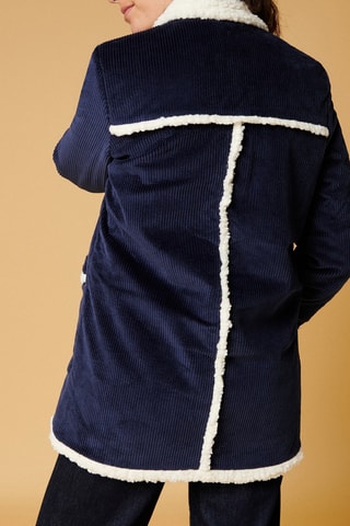 Ribfluwelen Jas  Marineblauw