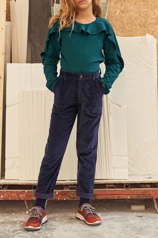 Ribfluwelen Chino - Marineblauw