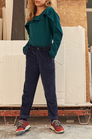 Ribfluwelen Chino - Marineblauw