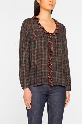 Geruite Blouse Pauwblauw