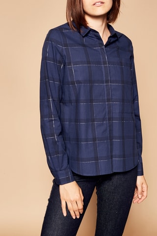 Geruite Blouse Marineblauw