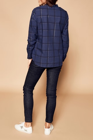 Geruite Blouse Marineblauw