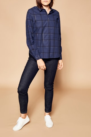 Geruite Blouse Marineblauw
