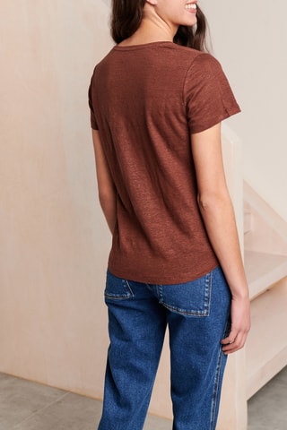 Linnen T-shirt - 
Bruin