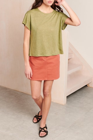 Linnen T-shirt - 
Groen