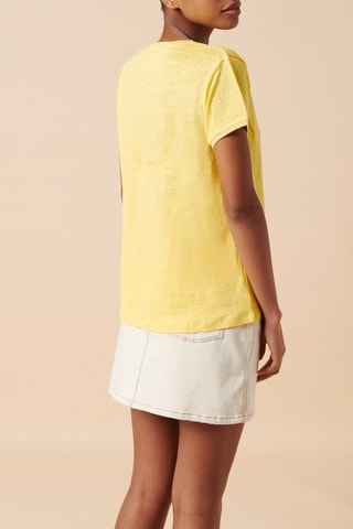 Linnen T-shirt - 
Geel