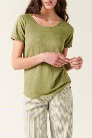 Linnen T-shirt - 
Groen