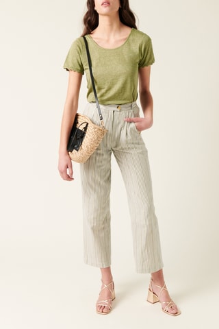 Linnen T-shirt - 
Groen