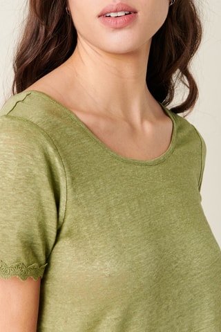 Linnen T-shirt - 
Groen