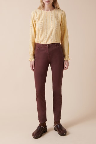Pantalon en coton biologique - Lie-de-vin