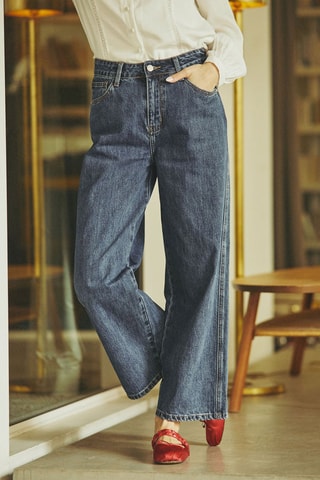 Jean 7/8 taille haute Pervine - Bleu