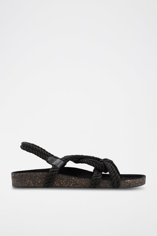 Leren Platform Sandalen - 
Zwart
