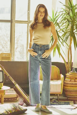 Jeans hoge taille Perle - Blauw