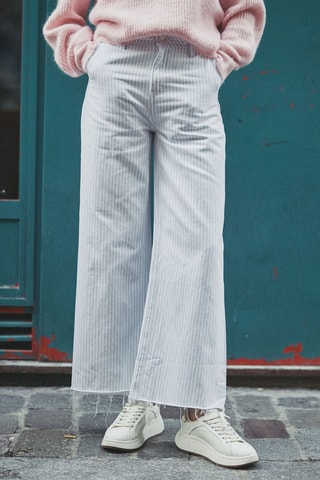 Jean taille haute Paulette - Bleu et blanc