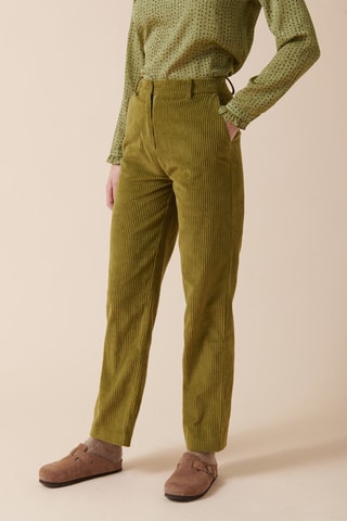 Pantalon en velours taille haute Pyrex - Vert olive