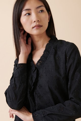 Blouse met Engelse Borduursels Cardamone - Zwart
