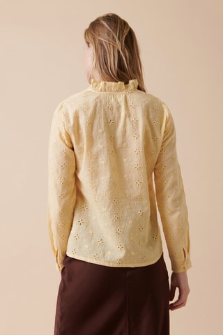 Blouse met Engelse Borduursels Cardamone - Geel