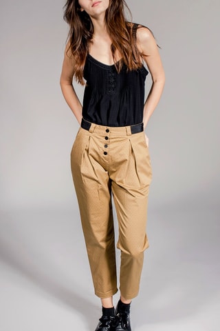 Pantalon carotte 7/8 Paloma - Beige et noir
