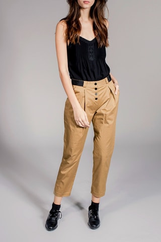 Pantalon carotte 7/8 Paloma - Beige et noir