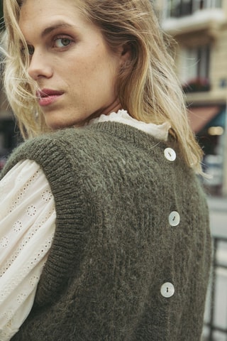 Mohair Mouwloze Vest Maelle - Kaki