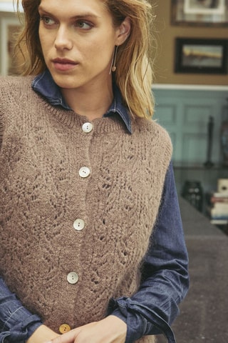 Mohair Mouwloze Vest Maelle - Bruin