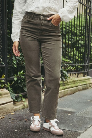Jean taille haute Paige - Kaki