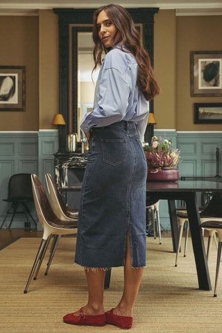 Midi Spijkerrok Hoge Taille Josephine - Blauw