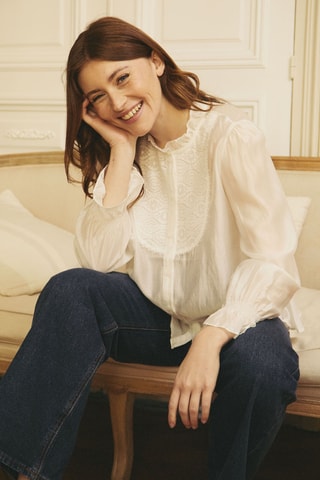 Rechte Blouse Camille - Wit