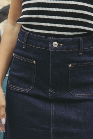 Rechte Spijkerrok Hoge Taille Judite - Blauw