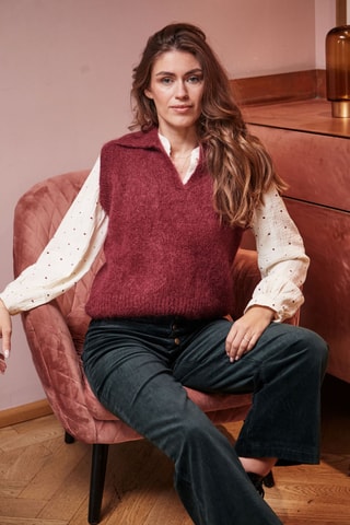 Mohair Mouwloze Trui Mendy - Bordeauxrood