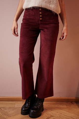 Pantalon droit en velours taille haute Pinto - Bordeaux