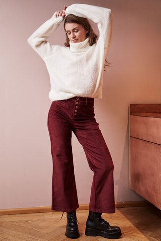 Pantalon droit en velours taille haute Pinto - Bordeaux