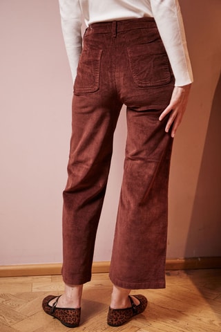 Pantalon droit en velours taille haute Pinto - Marron