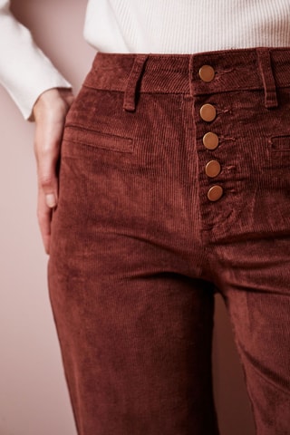 Pantalon droit en velours taille haute Pinto - Marron
