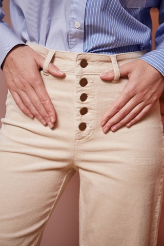 Pantalon droit en velours taille haute Pinto - Ecru
