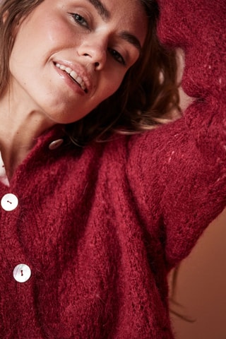 Mohair en Wollen Vest Meveille - Rood