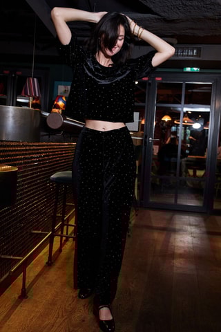 Pantalon droit en velours Paillete - Noir