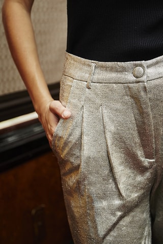 Pantalon wide legs taille haute Philise - Argenté