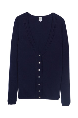 Wollen en Kasjmier Vest Germaine - Marineblauw