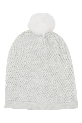 Bonnet en laine, alpaga et fourrure de lapin Happening - Gris clair