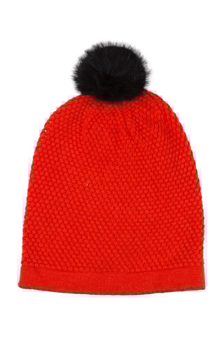Bonnet en laine, alpaga et fourrure de lapin Happening - Rouge