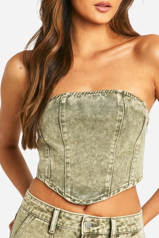 Bustier Crop Spijkertop - Kaki