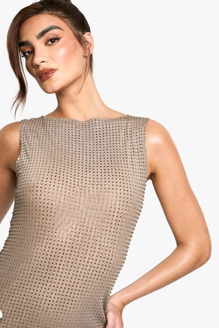 Nauwaansluitende Jurk - Beige