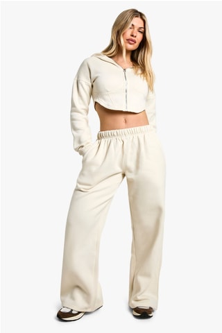 Korte Sweater met Capuchon en Joggingbroek - Ecru
